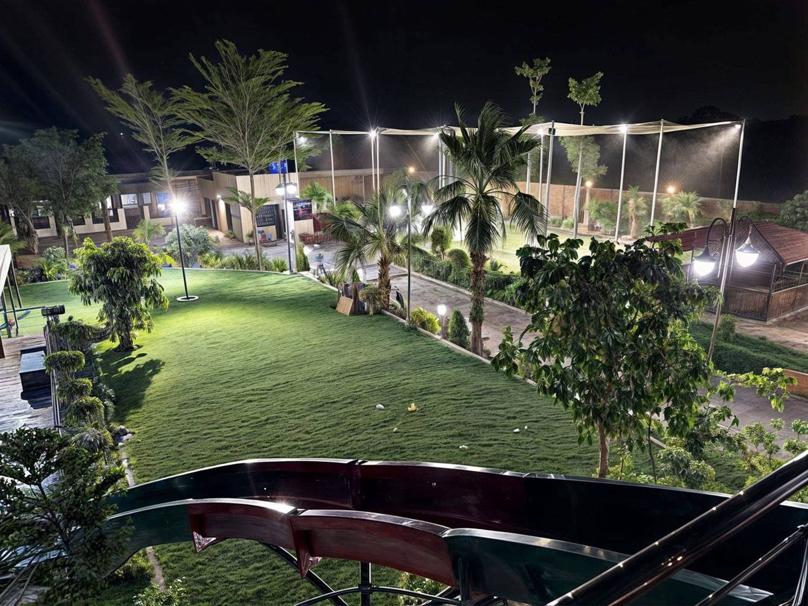 Lit lawns at night